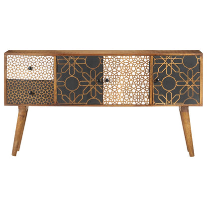 vidaXL Sideboard mit Druckmustern 130x30x70 cm Massivholz Mango