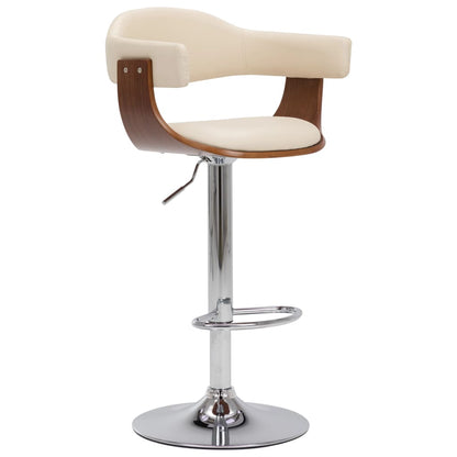 Barhocker 2 Stk. Creme Bugholz und Kunstleder