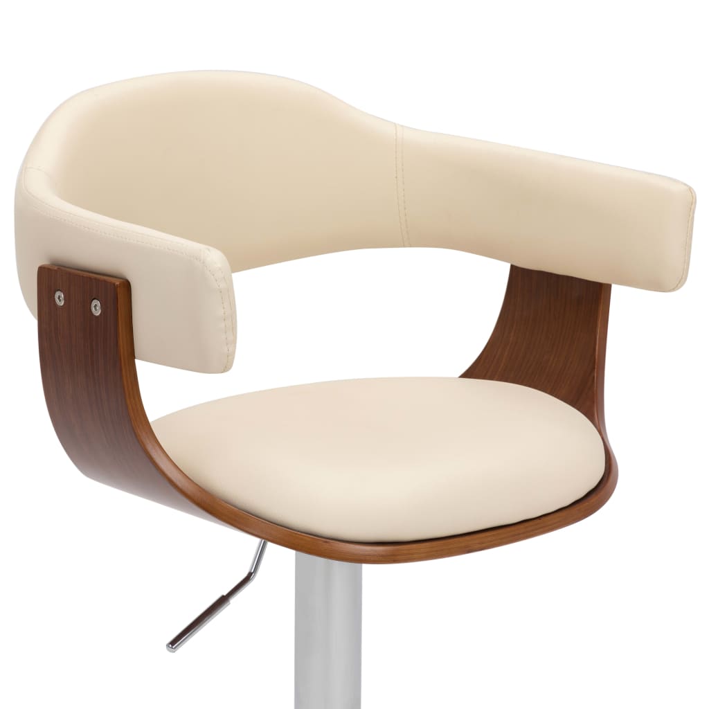 Barhocker 2 Stk. Creme Bugholz und Kunstleder