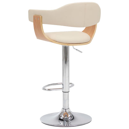 Barhocker 2 Stk. Creme Bugholz und Kunstleder