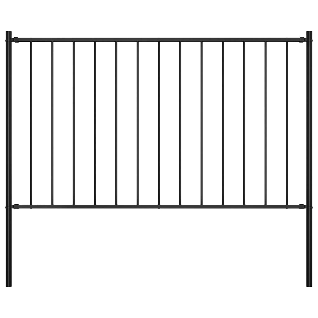 Zaunelement mit Pfosten Pulverbeschichteter Stahl 1,81x1 m Schwarz