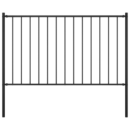 Zaunelement mit Pfosten Pulverbeschichteter Stahl 1,81x1 m Schwarz