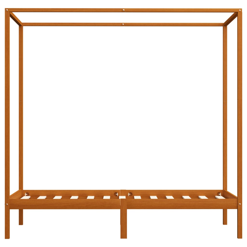 Himmelbett-Gestell Honigbraun Massivholz Kiefer 90 x 200 cm