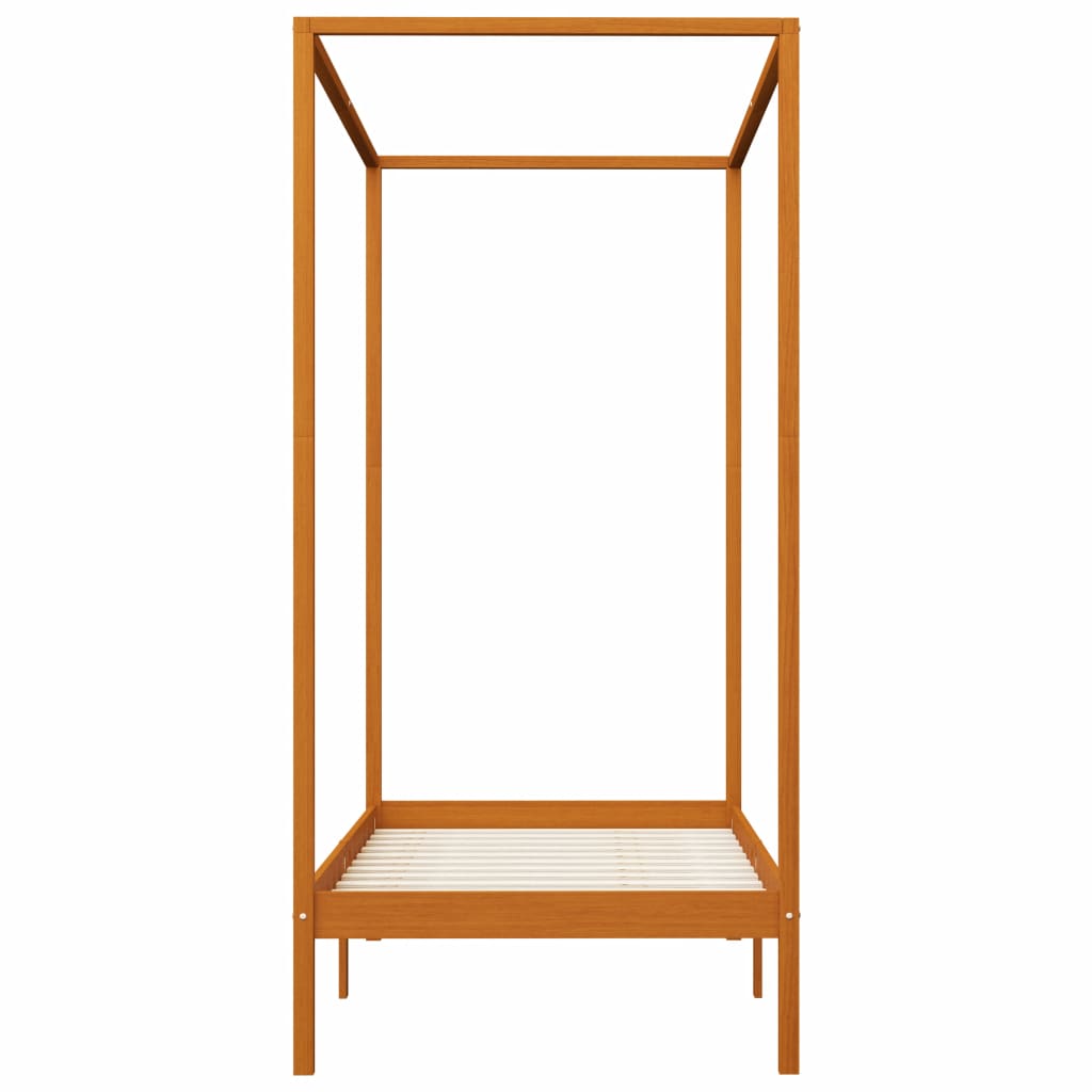 Himmelbett-Gestell Honigbraun Massivholz Kiefer 100 x 200 cm
