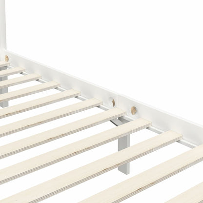 Himmelbett-Gestell Weiß Massivholz Kiefer 90 x 200 cm