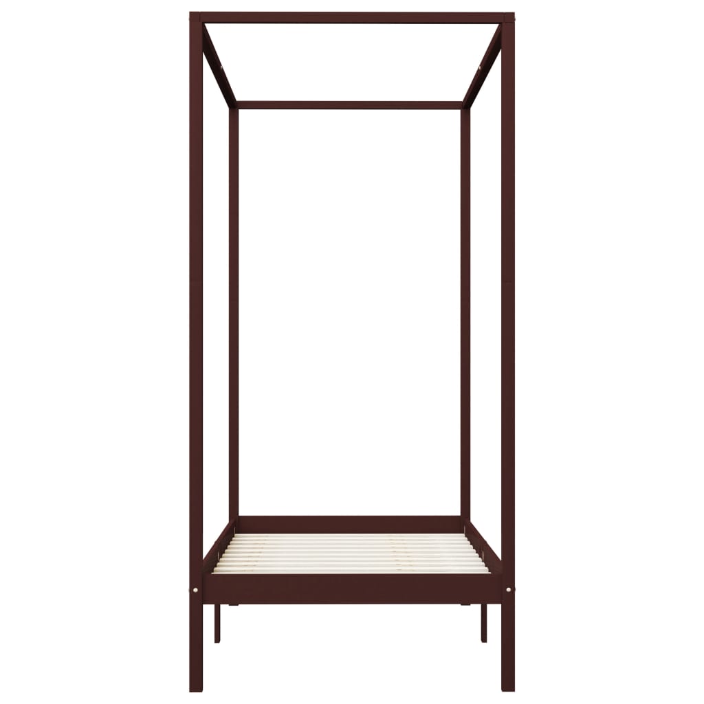 Himmelbett-Gestell Dunkelbraun Massivholz Kiefer 100 x 200 cm