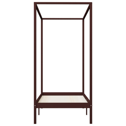 Himmelbett-Gestell Dunkelbraun Massivholz Kiefer 100 x 200 cm