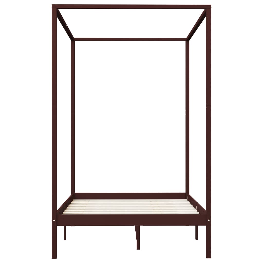 Himmelbett-Gestell Dunkelbraun Massivholz Kiefer 120 x 200 cm