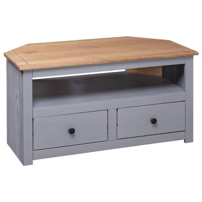 TV-Eckschrank Grau 93 x 49 x 49 cm Massivholz Panama-Kiefer