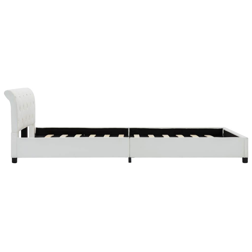 Bettgestell Weiß Kunstleder 140×200 cm