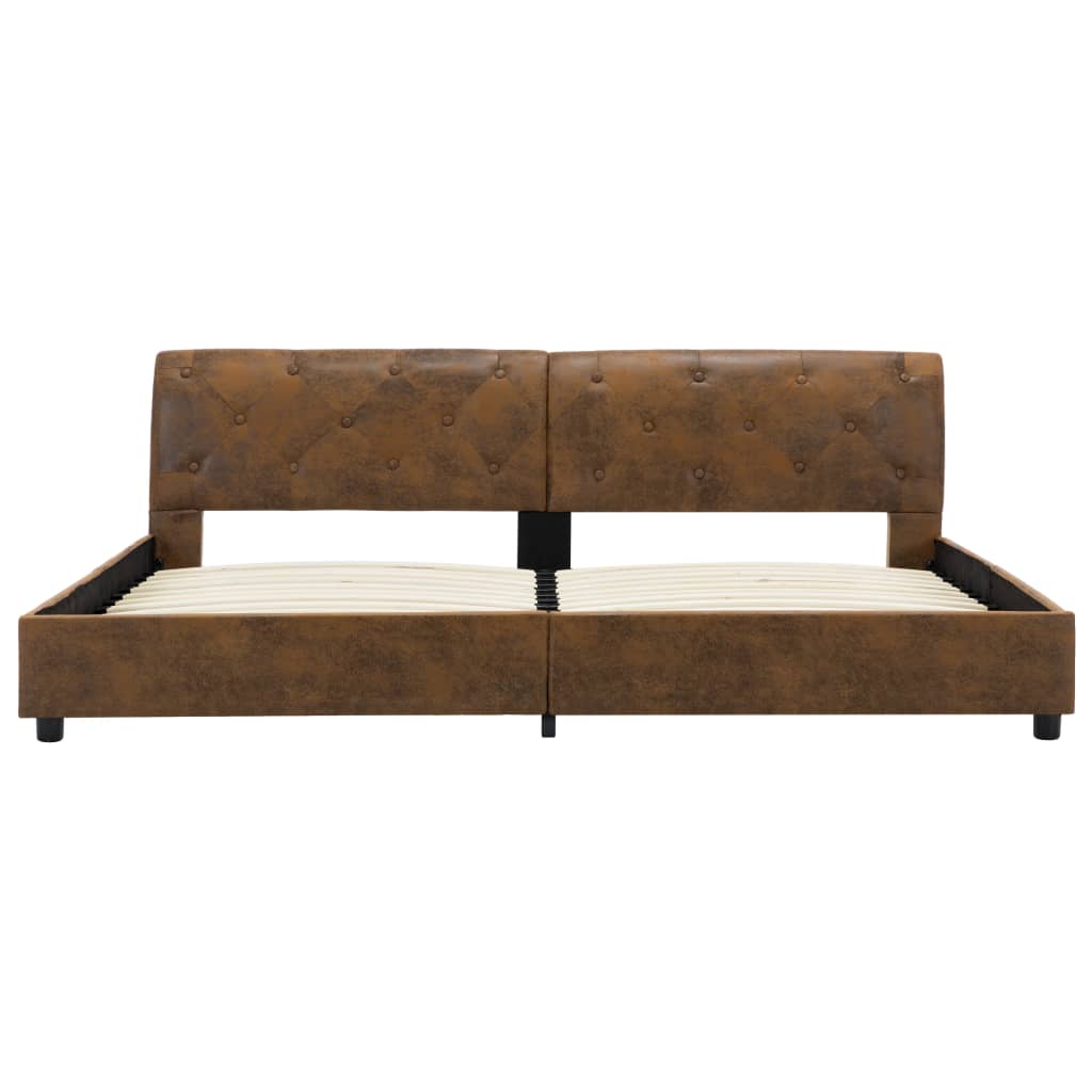 Bettgestell Braun Wildleder-Optik 180 × 200 cm