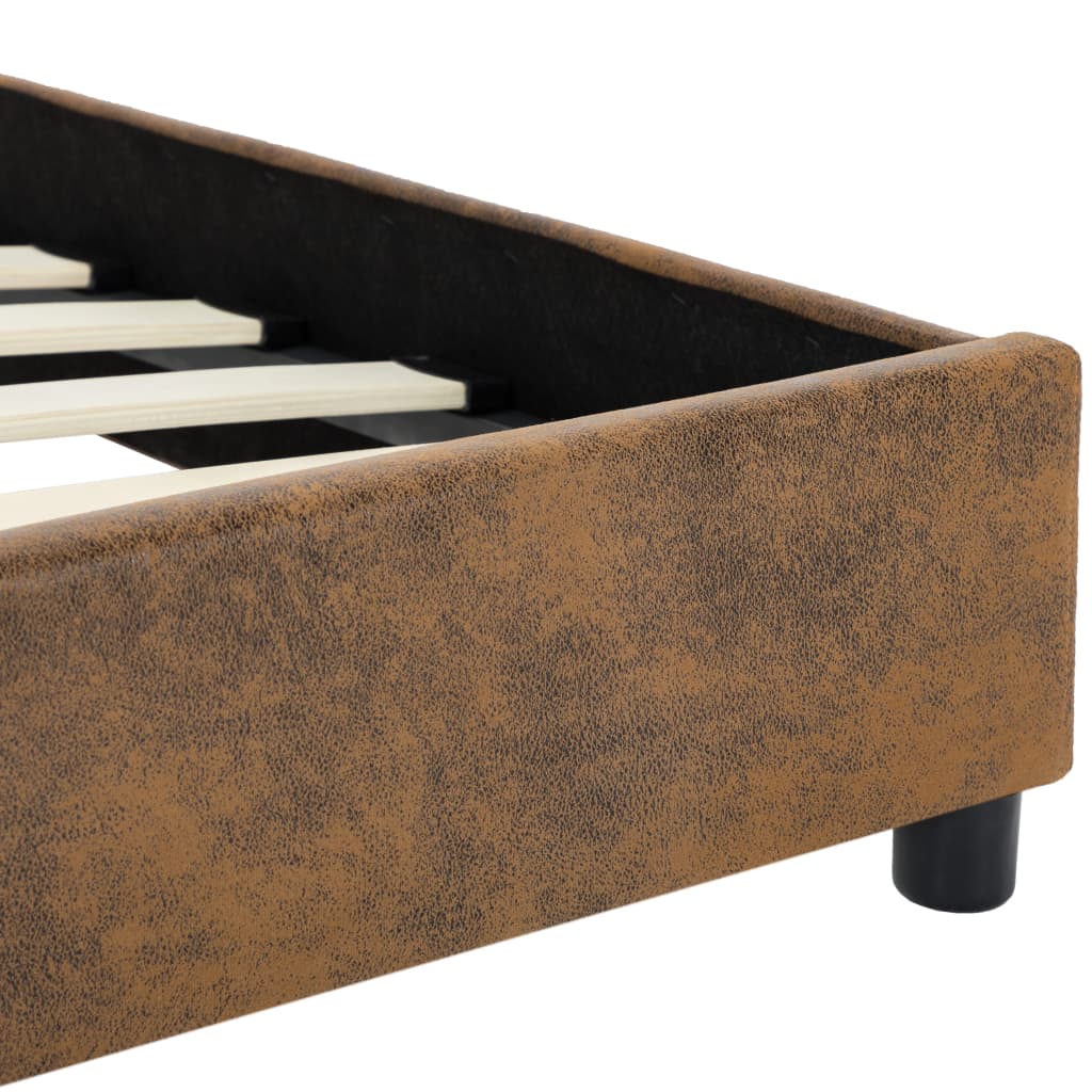 Bettgestell Braun Wildleder-Optik 180 × 200 cm
