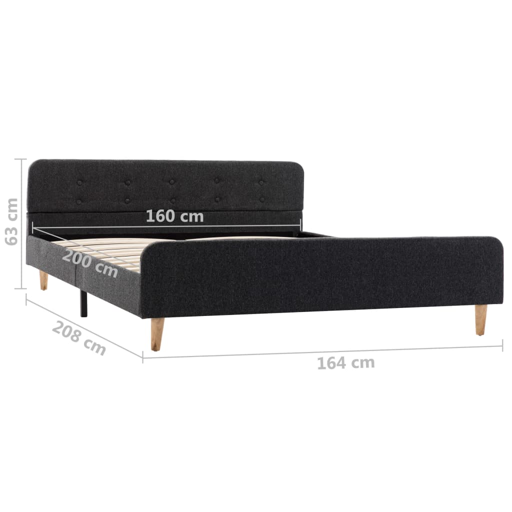 Bettgestell Dunkelgrau Sackleinen 160x200 cm