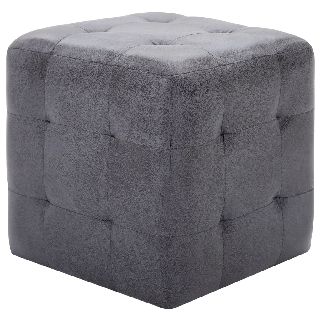 Pouf 2 Stk. Grau 30x30x30 cm Wildleder-Optik