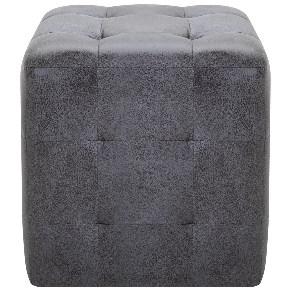 Pouf 2 Stk. Grau 30x30x30 cm Wildleder-Optik