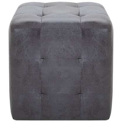 Pouf 2 Stk. Grau 30x30x30 cm Wildleder-Optik