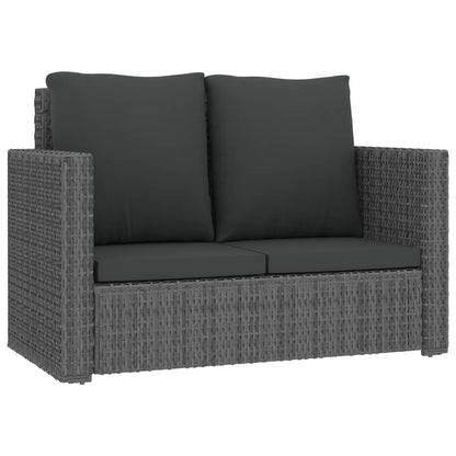 2-tlg. Garten-Lounge-Set mit Kissen Poly Rattan Grau