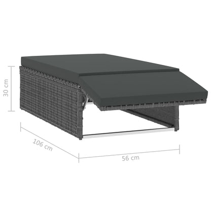 2-tlg. Garten-Lounge-Set mit Kissen Poly Rattan Grau