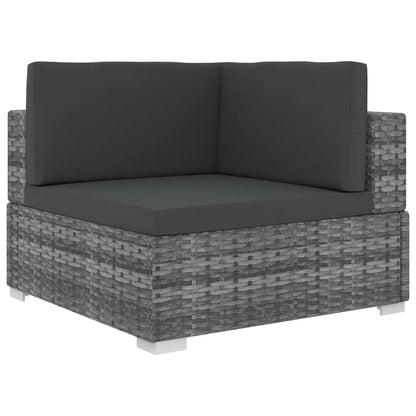 6-tlg. Garten-Lounge-Set mit Kissen Poly Rattan Grau