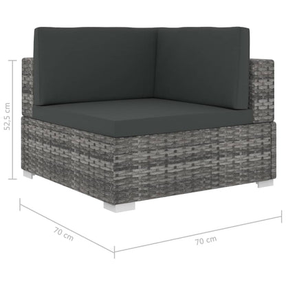 6-tlg. Garten-Lounge-Set mit Kissen Poly Rattan Grau