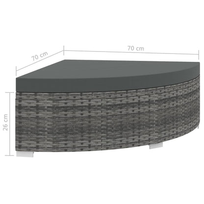 6-tlg. Garten-Lounge-Set mit Kissen Poly Rattan Grau