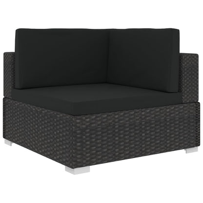 5-tlg. Garten-Lounge-Set mit Kissen Poly Rattan Schwarz