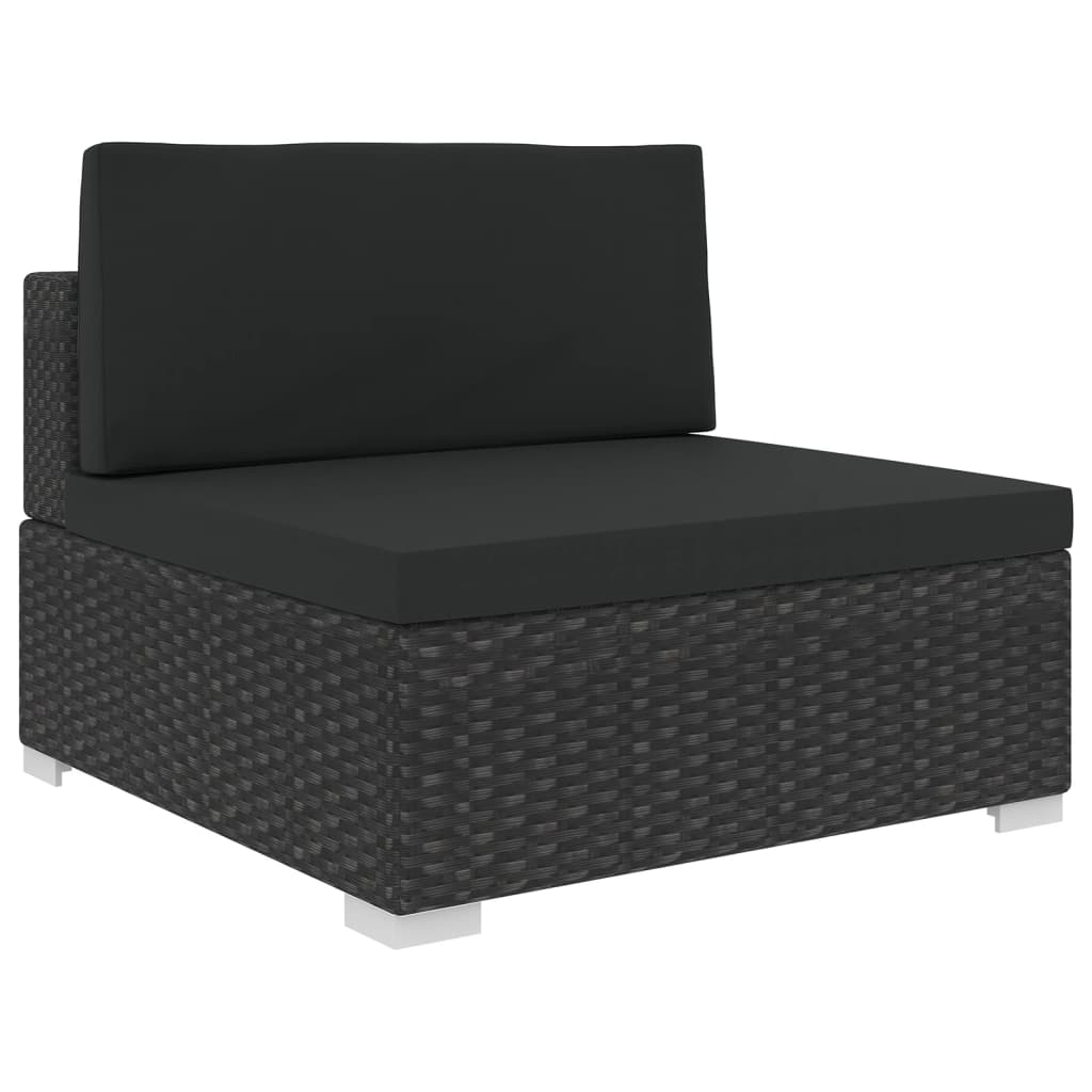 5-tlg. Garten-Lounge-Set mit Kissen Poly Rattan Schwarz