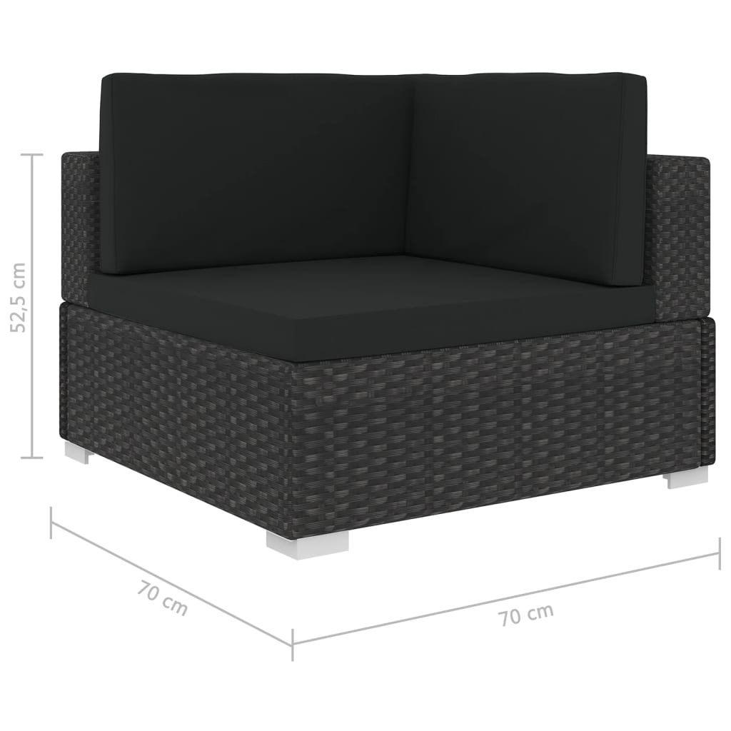 5-tlg. Garten-Lounge-Set mit Kissen Poly Rattan Schwarz