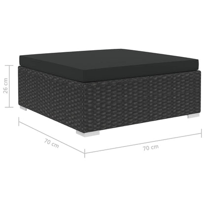 5-tlg. Garten-Lounge-Set mit Kissen Poly Rattan Schwarz