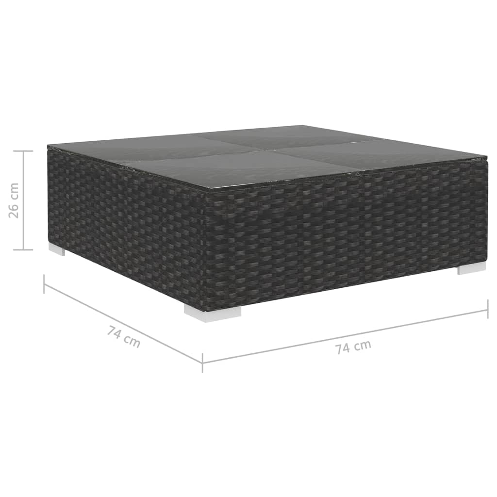 5-tlg. Garten-Lounge-Set mit Kissen Poly Rattan Schwarz