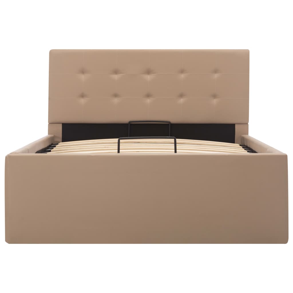 Stauraumbett Hydraulisch Cappuccino-Braun Kunstleder 90×200 cm