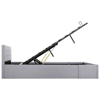 Stauraumbett Hydraulisch Hellgrau Stoff 140×200 cm