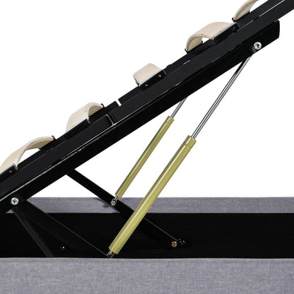 Stauraumbett Hydraulisch Hellgrau Stoff 140×200 cm