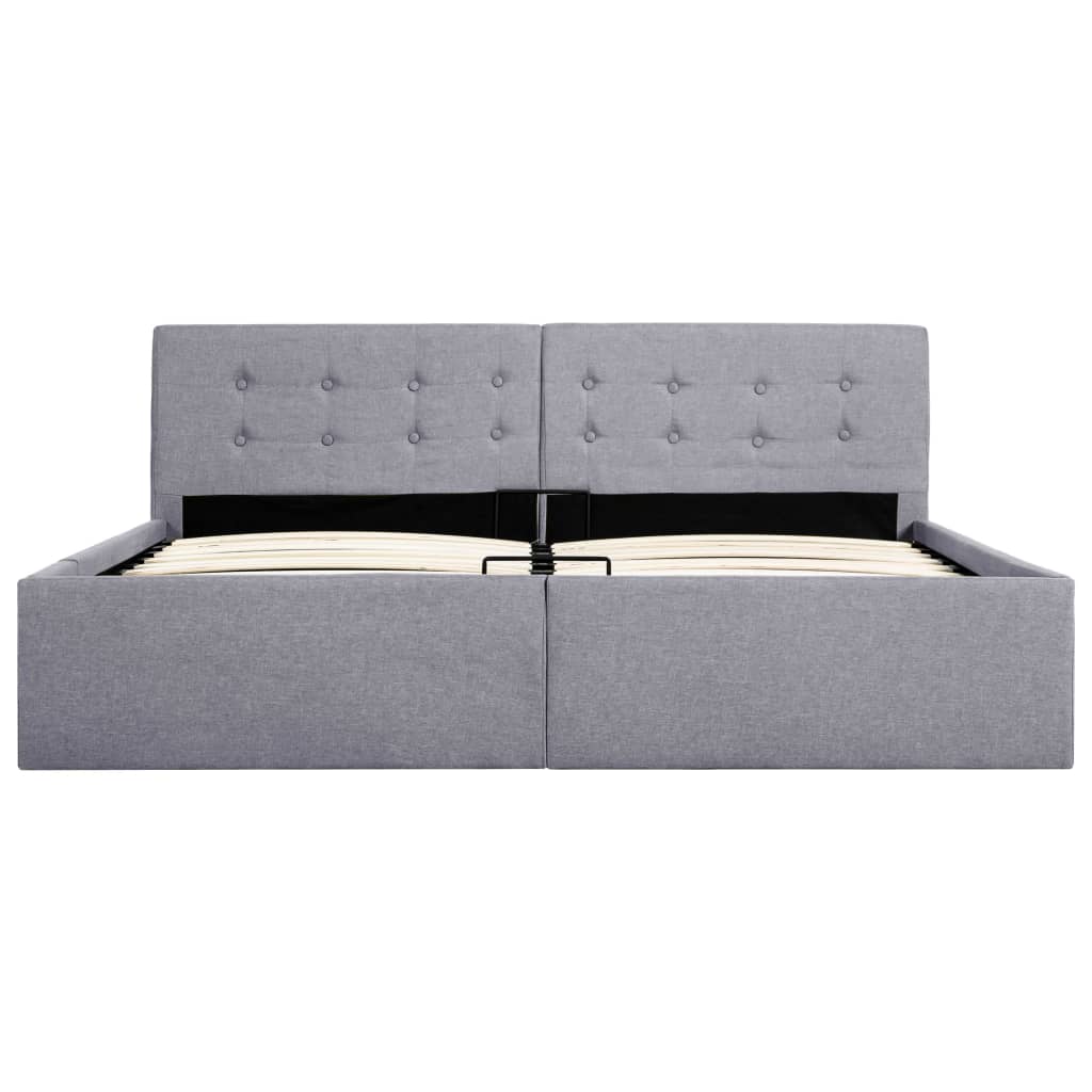 Stauraumbett Hydraulisch Hellgrau Stoff 160×200 cm