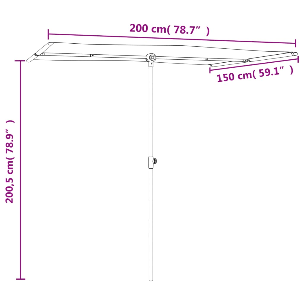 Sonnenschirm mit Aluminium-Mast 2x1,5 m Taupe