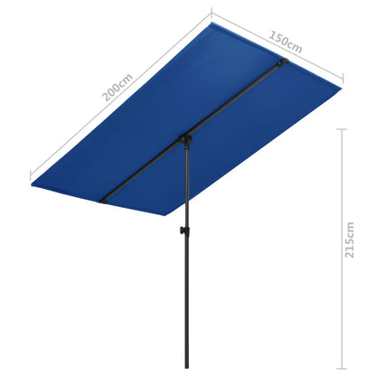 Sonnenschirm mit Aluminium-Mast 2x1,5 m Azurblau