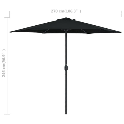 vidaXL Sonnenschirm mit Aluminium-Mast 270x246 cm Schwarz