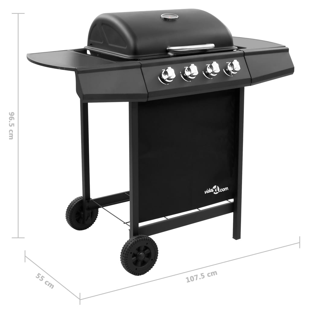 Gasgrill mit 4 Flammen Schwarz