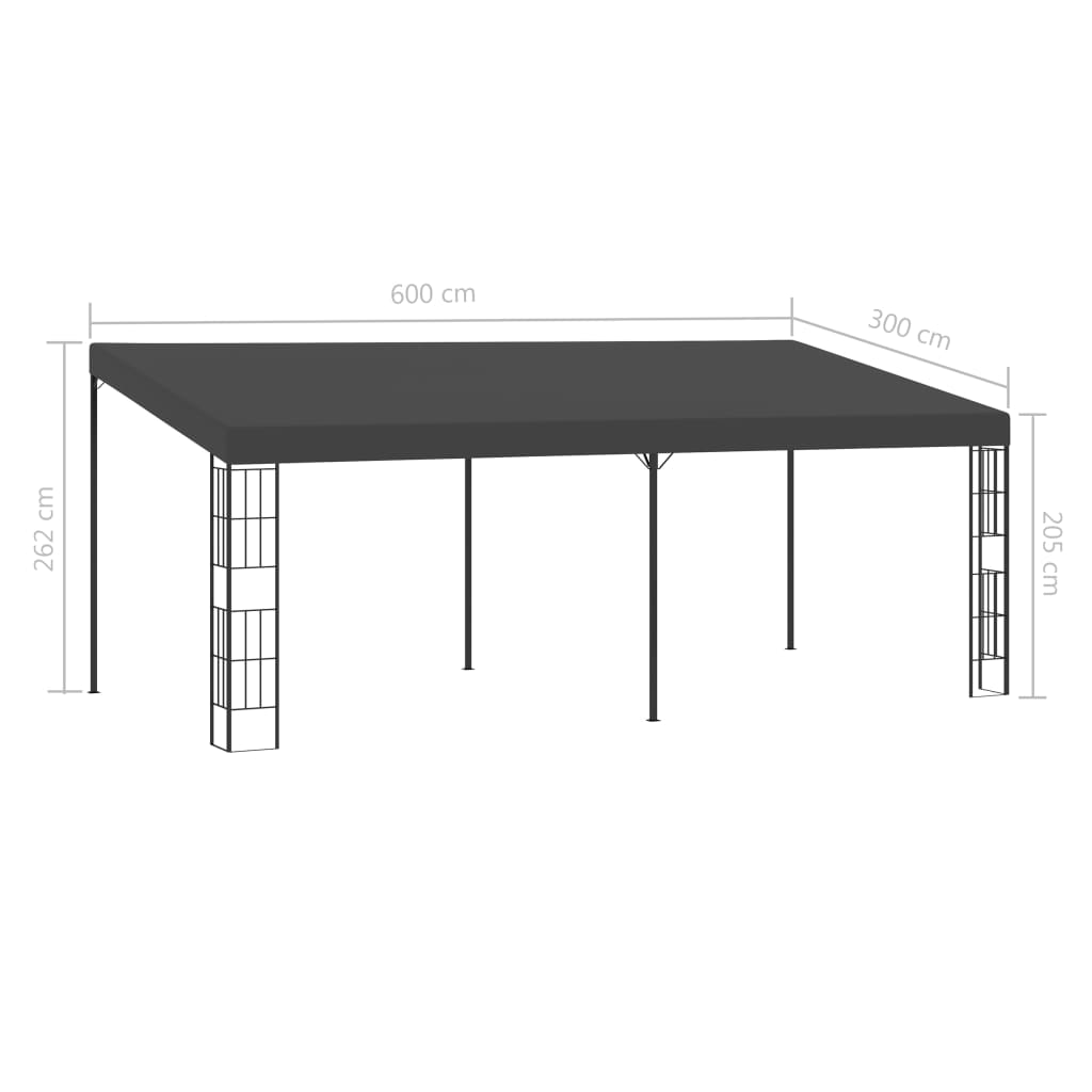 Wand-Pavillon 3x6 m Anthrazit Stoff