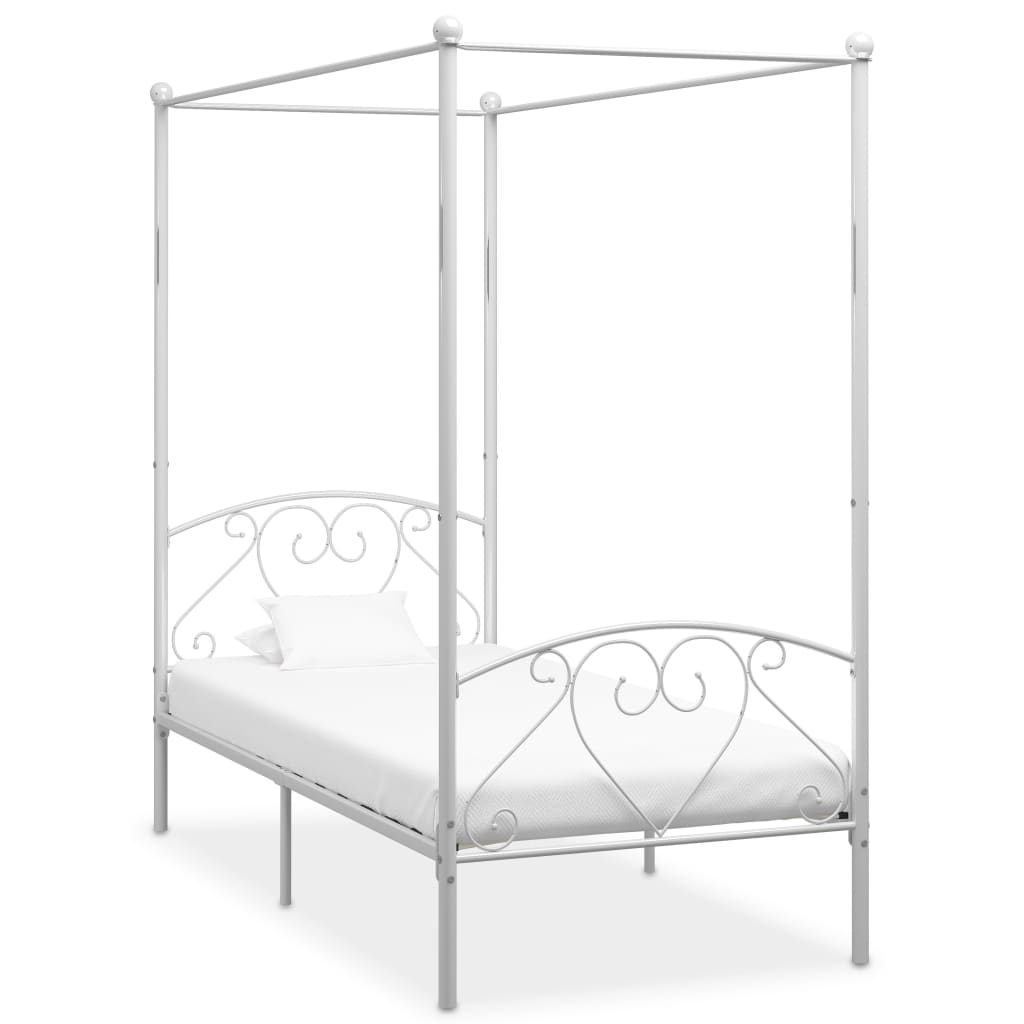Himmelbett-Gestell Weiß Metall 90 x 200 cm