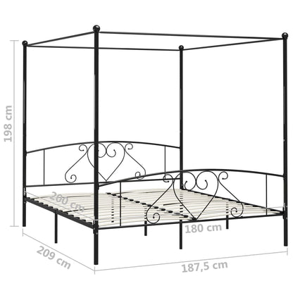 Himmelbett-Gestell Schwarz Metall 180 x 200 cm