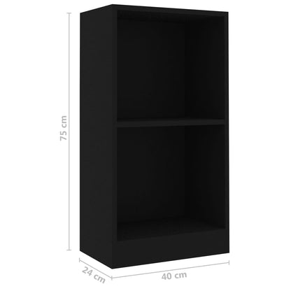 Bücherregal Schwarz 40x24x75 cm Holzwerkstoff