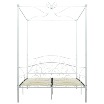 Himmelbett-Gestell Weiß Metall 140 x 200 cm