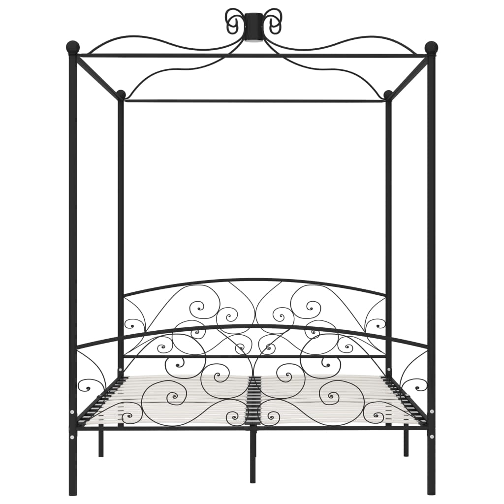 Himmelbett-Gestell Schwarz Metall 160 x 200 cm