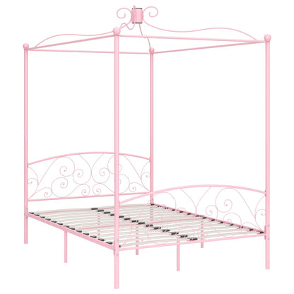 Himmelbett-Gestell Rosa Metall 140 x 200 cm