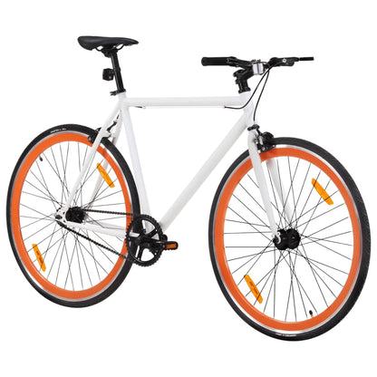 Fahrrad mit Festem Gang Weiß und Orange 700c 55 cm