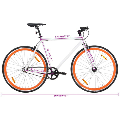 Fahrrad mit Festem Gang Weiß und Orange 700c 55 cm