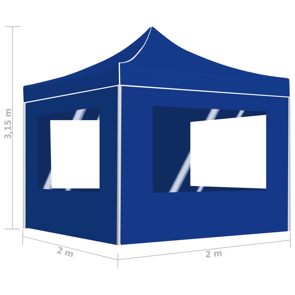 Profi-Partyzelt Faltbar mit Wänden Aluminium 2×2m Blau