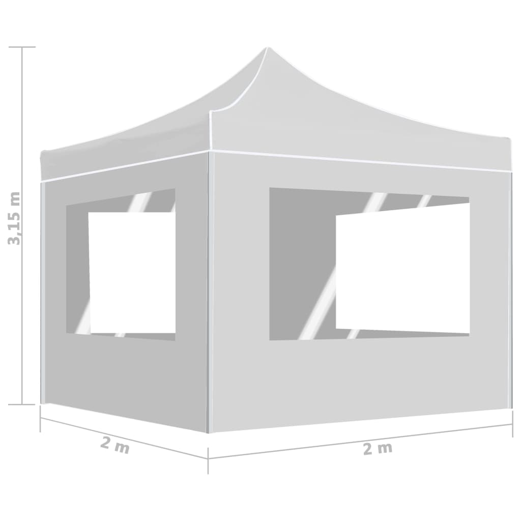 Profi-Partyzelt Faltbar mit Wänden Aluminium 2×2m Weiß