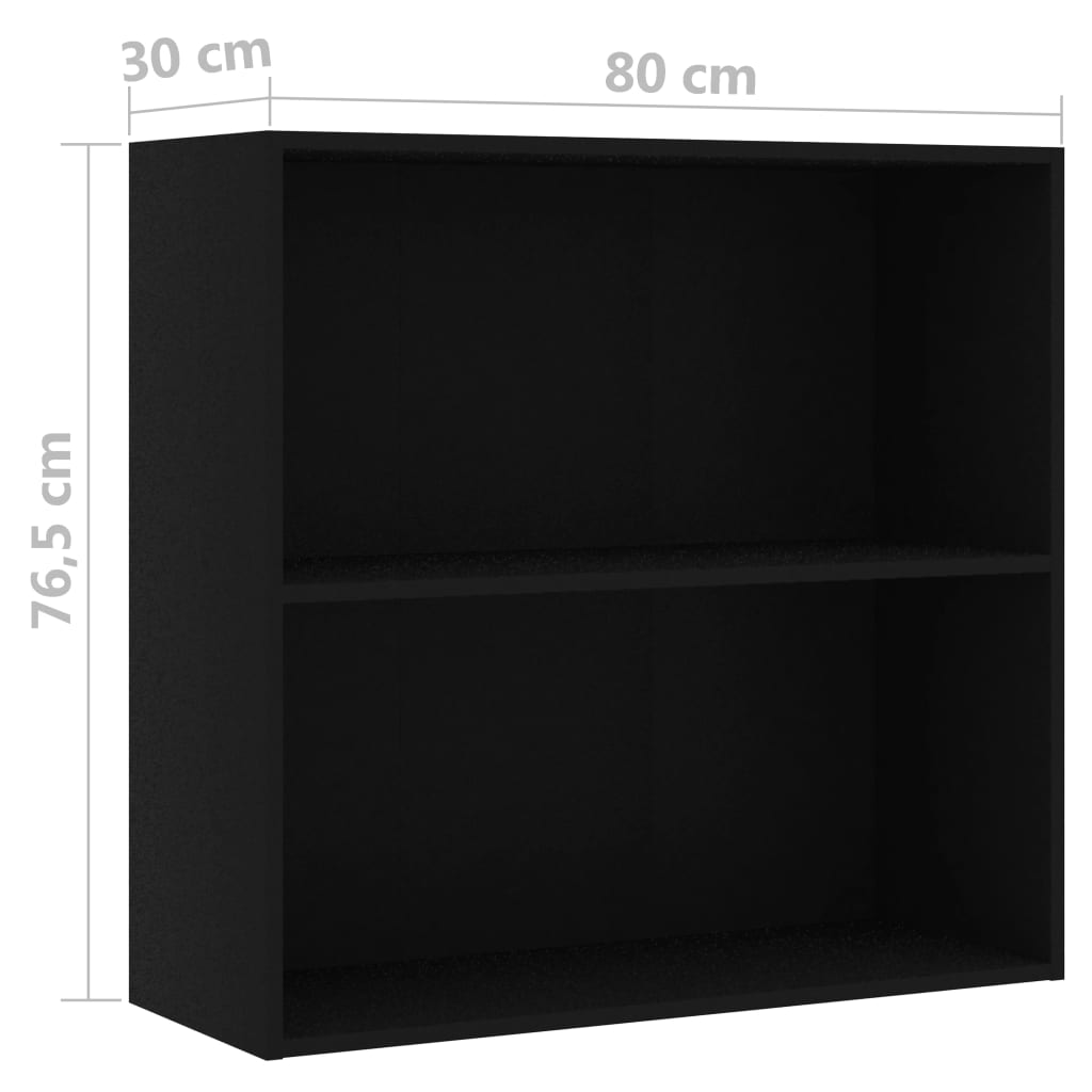 Bücherregal Schwarz 80x30x76,5 cm Holzwerkstoff